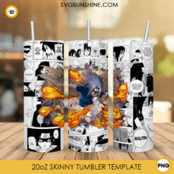 Sasuke Curse 20oz Skinny Tumbler Wrap PNG, Naruto Anime Tumbler Template Design PNG