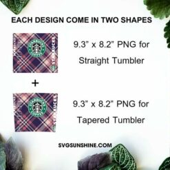 Starbucks Check Plaid 20oz Skinny Tumbler Wrap Template PNG Design
