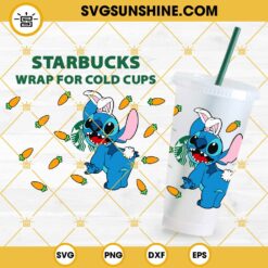 Stitch Bunny And Carrots Starbucks Wrap SVG, Easter Bunny Starbucks SVG, Venti Cold Cup Full Wrap SVG PNG DXF EPS Files