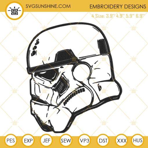 Stormtrooper Helmet Embroidery Designs, Star Wars Embroidery Files