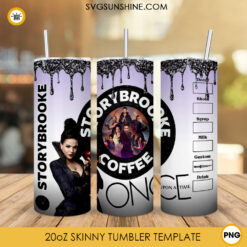 Storybooke Coffee 20oz Skinny Tumbler Wrap PNG, Once Upon A Time Straight And Tapered Tumbler Template PNG Design
