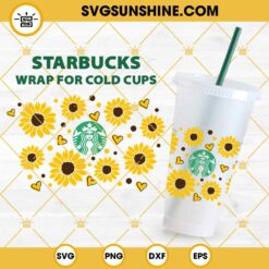 Sunflower Starbucks Wrap SVG, Venti Full Wrap SVG, Sunflower Template SVG PNG DXF EPS