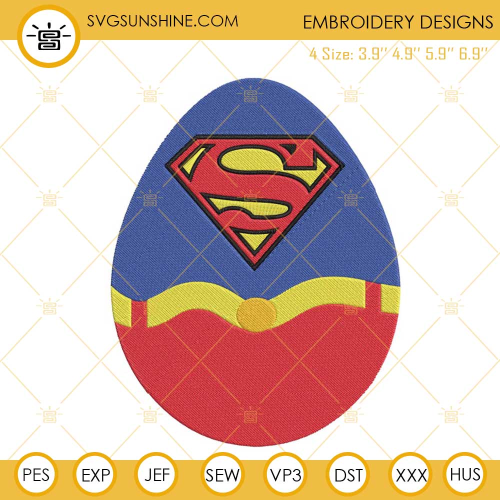 Superman Easter Egg Embroidery Designs, DC Comics Hero Machine Embroidery Files