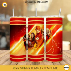 The Flash 20oz Skinny Tumbler Wrap PNG, DC Comics Superhero Tumbler Template PNG For Sublimation