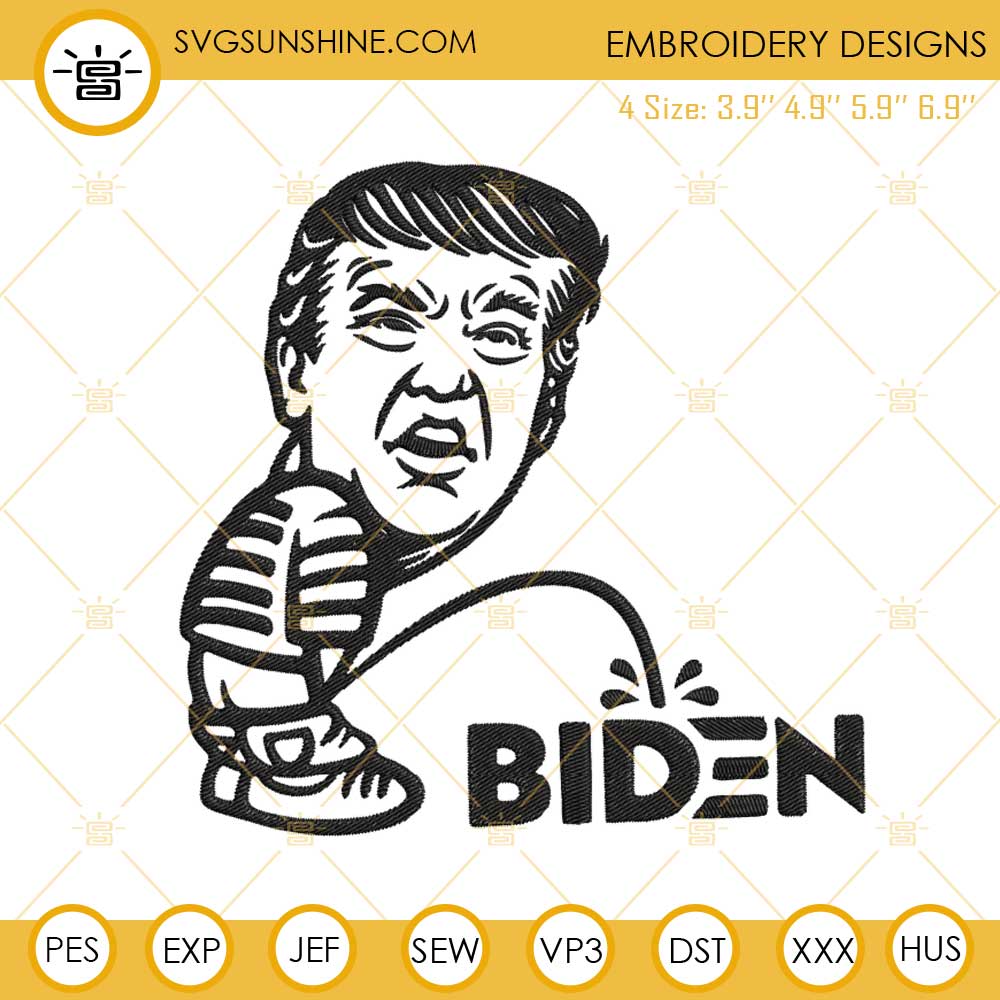Trump Peeing Biden Embroidery Designs, Funny Donald Trump Embroidery Files