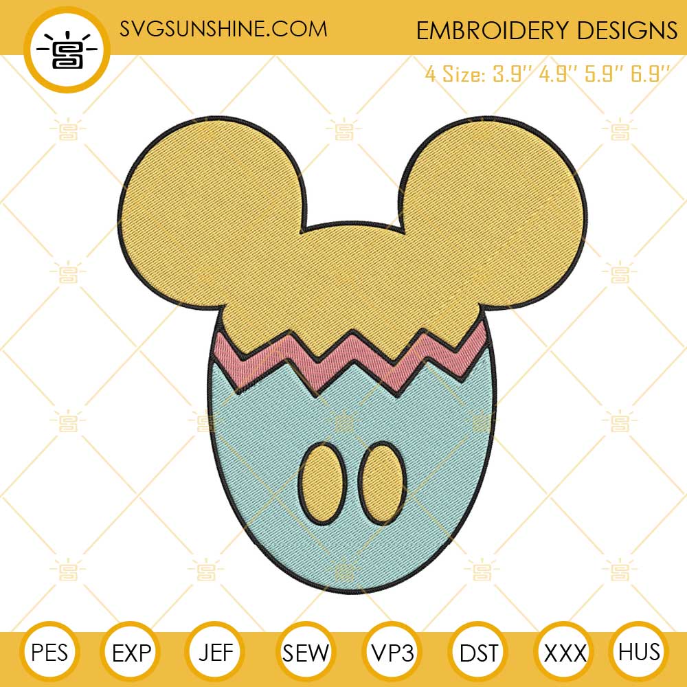 Mickey Easter Egg Embroidery File, Disney Family Easter Embroidery Design