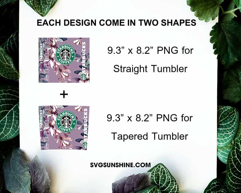 Watercolor Flower Starbucks Coffee 20oz Skinny Tumbler Wrap Template PNG Sublimation