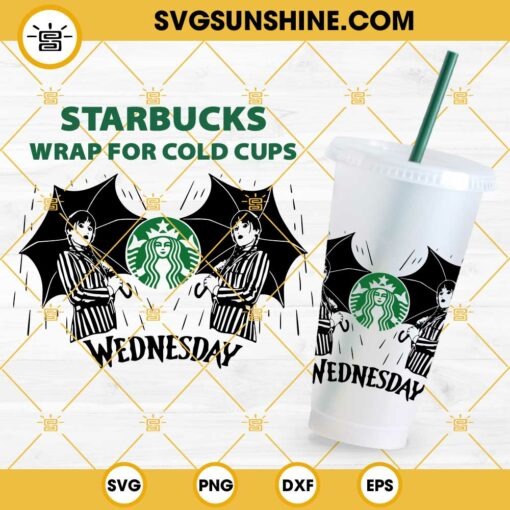 Wednesday Starbucks Wrap SVG, Venti Full Wrap SVG, Wednesday Addams Template Cold Cup Design SVG PNG DXF EPS