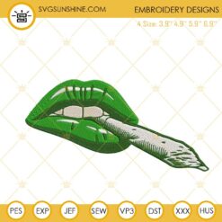 Weed Lips Joint Embroidery Files, 420 Cannabis Marijuana Embroidery Designs