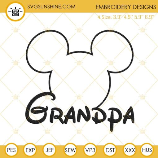 Grandpa Mickey Embroidery Designs, Disney Mouse Family Embroidery Files