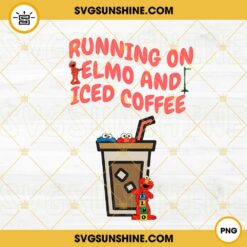 Running On Elmo And Iced Coffee PNG, Red Muppet Monster PNG, Trendy Sesame Street PNG, Funny Iced Coffee Quotes PNG