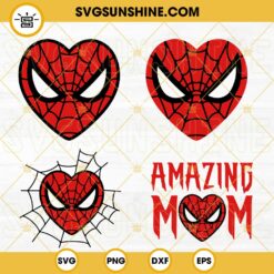 Spiderman Face Heart SVG Bundle, Amazing Mom Spiderman SVG, Marvel Super Hero SVG PNG DXF EPS