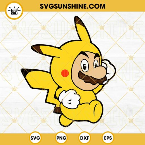 Super Mario Pikachu SVG, Super Mario Bros Pokemon SVG, Video Game SVG PNG DXF EPS Cut Files