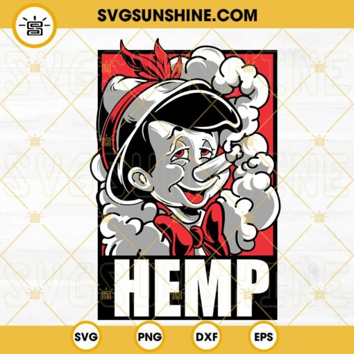 Pinocchio Hemp SVG, Pinocchio Cannabis SVG, Funny Happy 420 Cartoon SVG PNG DXF EPS