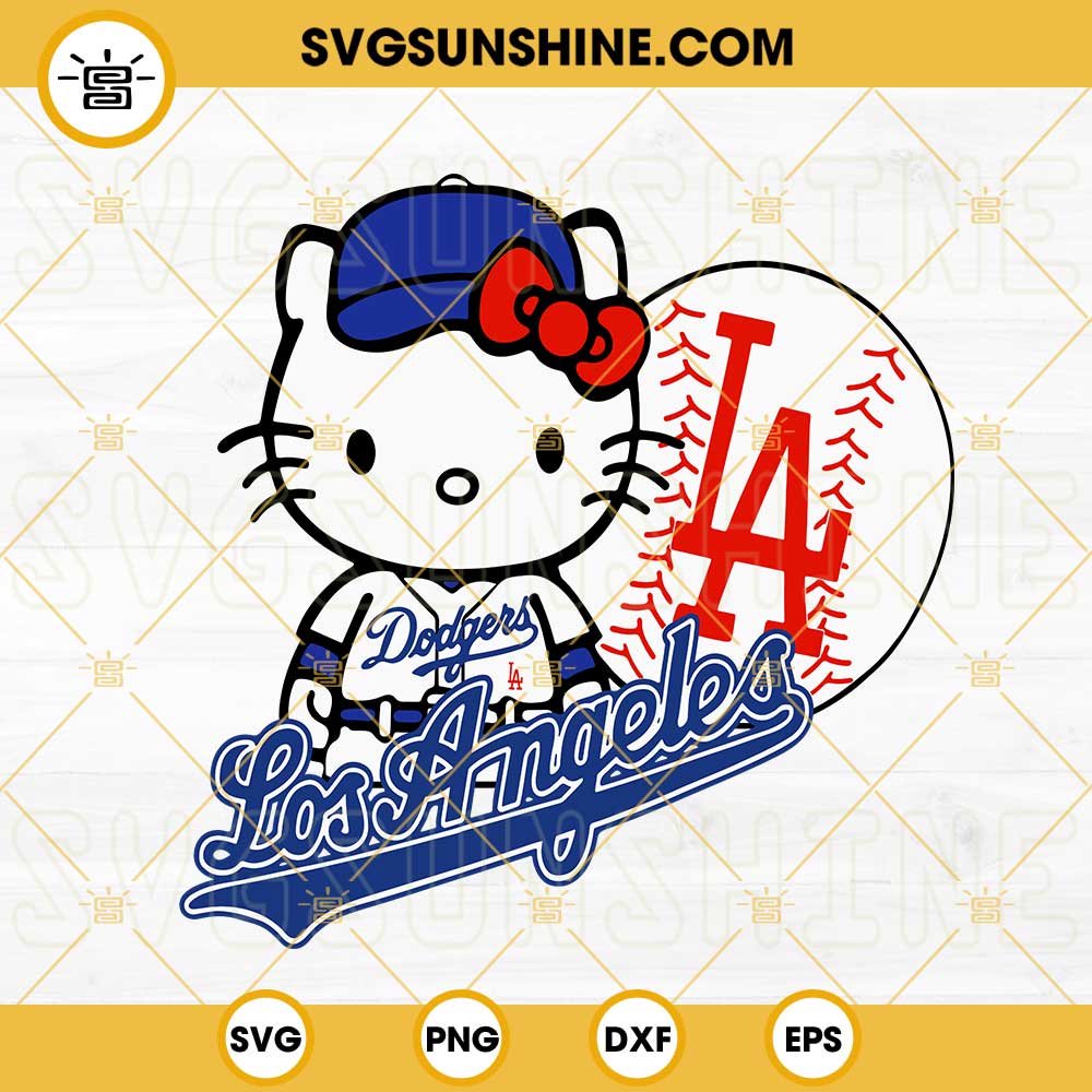 Hello Kitty LA Dodgers SVG, Los Angeles Dodgers SVG, Hello Kitty MLB Baseball Team SVG PNG DXF EPS