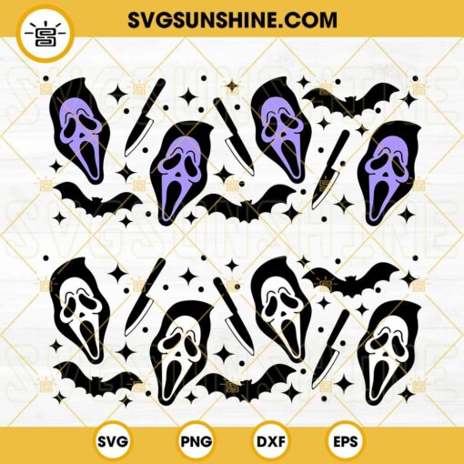 Ghostface Scream 16oz Libbey Can Glass Wrap SVG, Scary Movie SVG, Horror Movie Cup Wrap SVG PNG DXF EPS