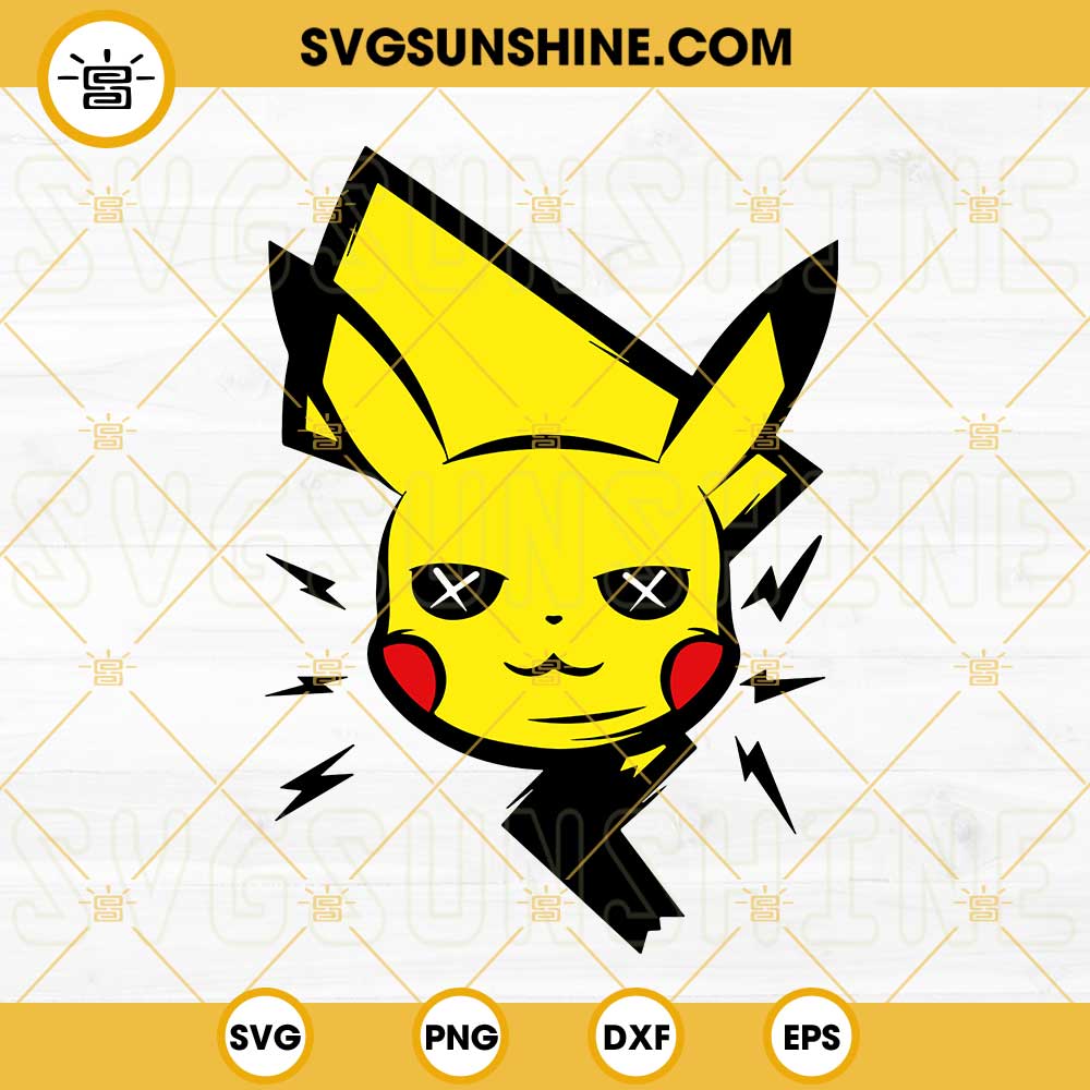 Pikachu Face SVG, Pokemon Anime SVG PNG DXF EPS Digital Download Files