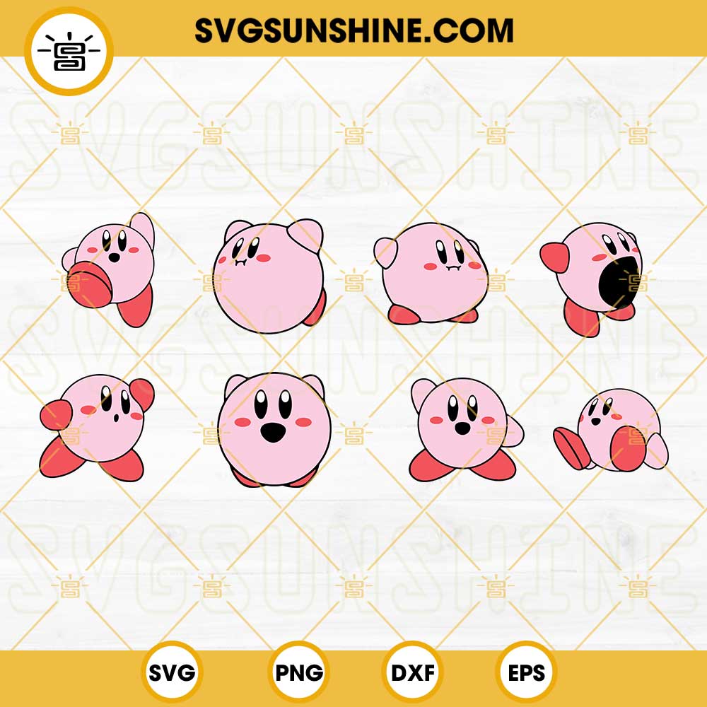 Kirby SVG Bundle, Cute SVG, Video Game Character SVG PNG DXF EPS