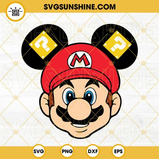 Mario Mickey Ears SVG, Super Mario Disney Mouse Ears SVG, The Super Mario Bros Movie SVG PNG DXF EPS