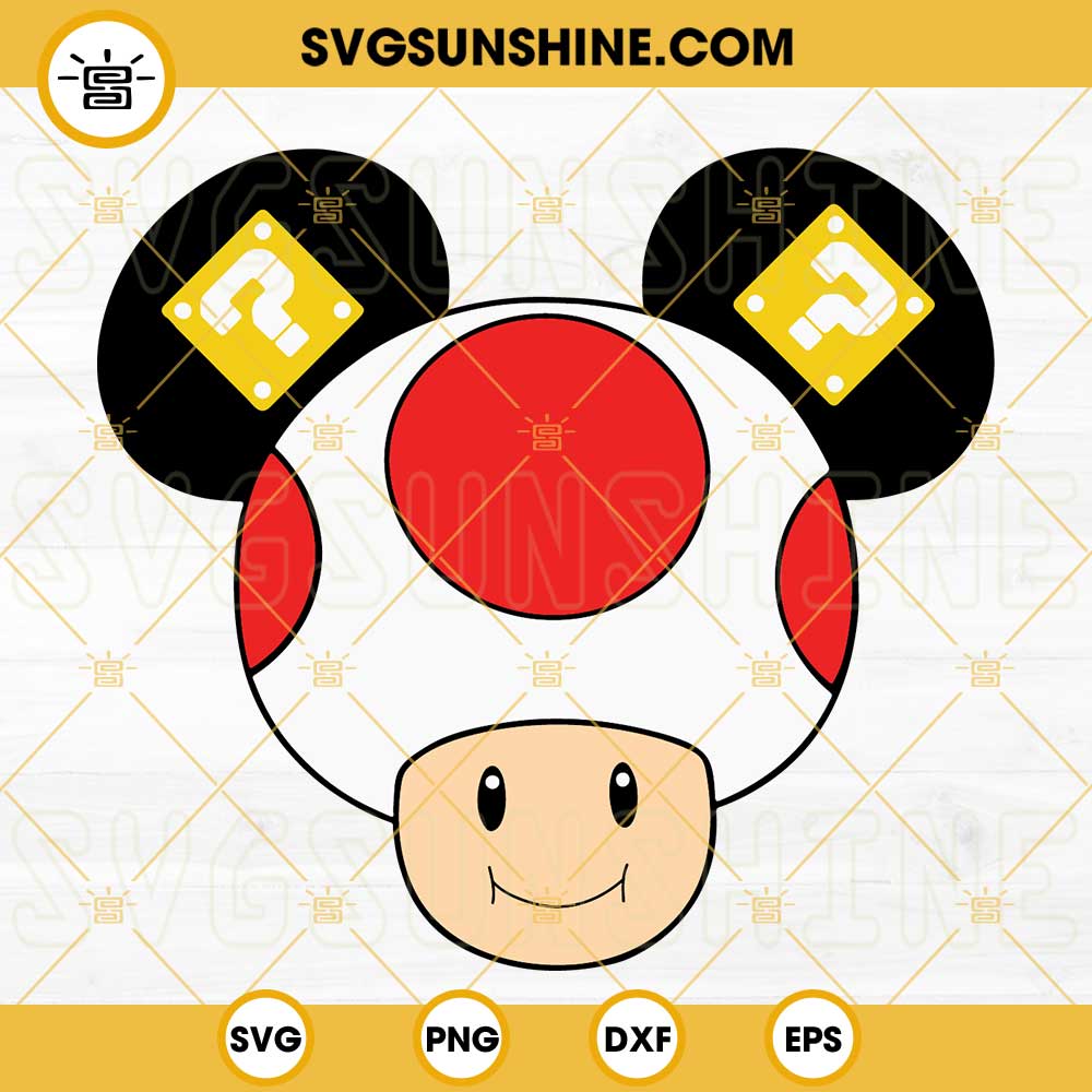 Mario Toad Mickey Mouse Ears SVG, Poison Mushroom Mario SVG, Super Mario Bros SVG PNG DXF EPS Cricut