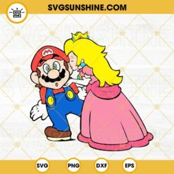Princess Peach Kiss Mario SVG, Princess Peach Love SVG, Mario SVG, Funny Super Mario Bros SVG PNG DXF EPS