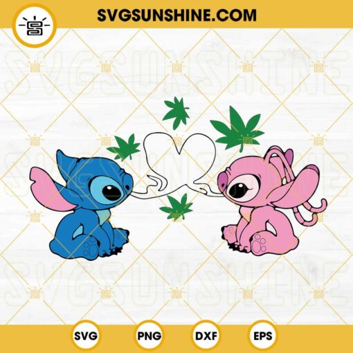 Stitch And Angel Weed SVG, Stoner Couple SVG, Love Marijuana SVG, Lilo And Stitch Cannabis SVG PNG DXF EPS