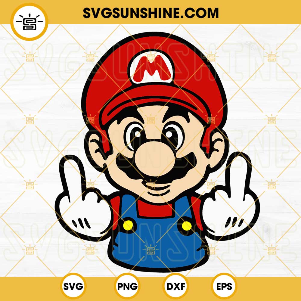 Super Mario Middle Finger SVG, Funny Adult Mario SVG PNG DXF EPS Cricut