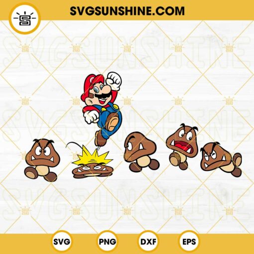 Mario Jumping On Goomba SVG, Funny Super Mario Bros SVG PNG DXF EPS Digital Download