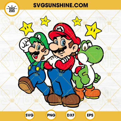 Mario Luigi Yoshi Luma SVG, The Super Mario Bros Movie 2023 SVG PNG DXF EPS