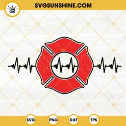 Firefighter Logo Heartbeat SVG, Fire Department SVG, International Firefighters Day SVG PNG DXF EPS
