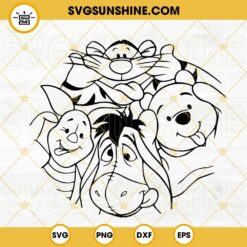 Winnie The Pooh Friends SVG, Piglet Eeyore Kanga Roo Owl Rabbit Tigger SVG, Disney Cartoon SVG PNG DXF EPS