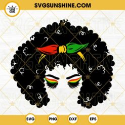 Afro Woman Juneteenth SVG, African Bandana SVG, Curly Hair Girl SVG, African American Culture SVG