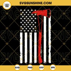 Fire Axe Thin Red Line Flag SVG, USA Flag SVG, Fireman SVG, Firefighter SVG PNG DXF EPS