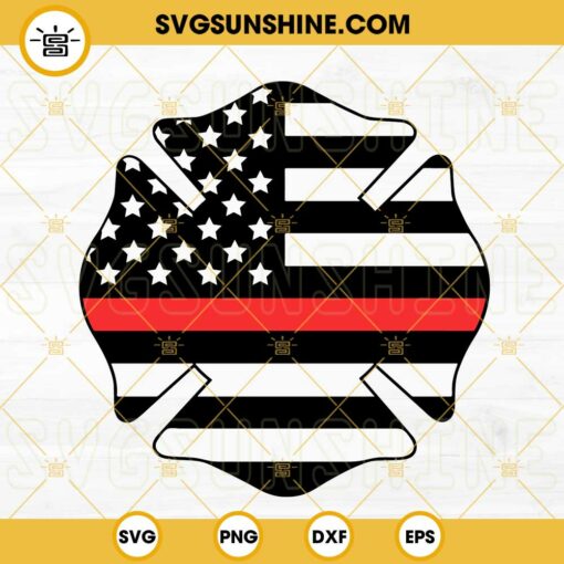 Firefighter Badge Thin Red Line Flag SVG, USA Flag SVG, American Firefighter SVG PNG DXF EPS Digital Download