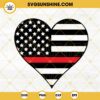 Firefighter Heart Thin Red Line Flag SVG, American Fireman SVG, Happy Firefighters Day SVG PNG DXF EPS Cricut