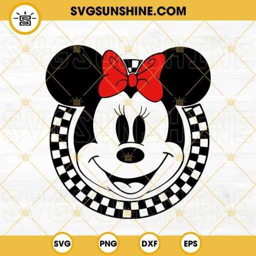 Checkered Minnie SVG, Minnie Mouse Head SVG, Disney Mouse Girl SVG PNG DXF EPS Files