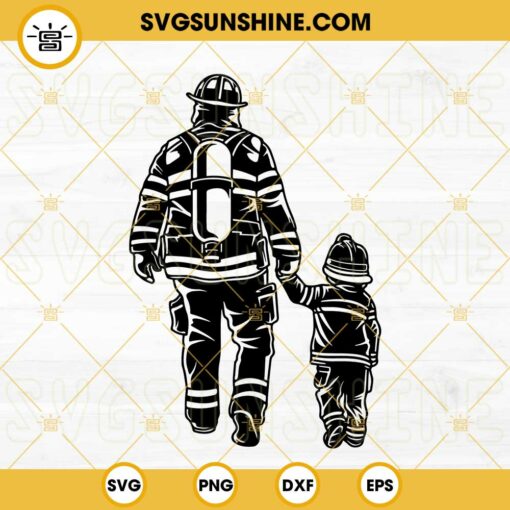 Firefighter Dad And Son SVG, Fireman Daddy SVG, Father's Day SVG PNG DXF EPS Cutting Files