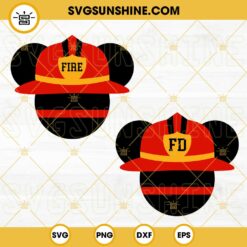 Mickey Head Fire Helmet SVG Bundle, Mickey Firefighter SVG, Fire FD SVG, Disney Firefighters Day SVG PNG DXF EPS