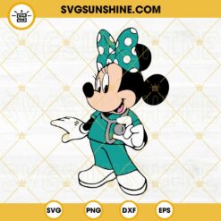 Minnie Mouse Teal Nurse SVG, Stethoscope SVG, Medical Disney SVG PNG DXF EPS