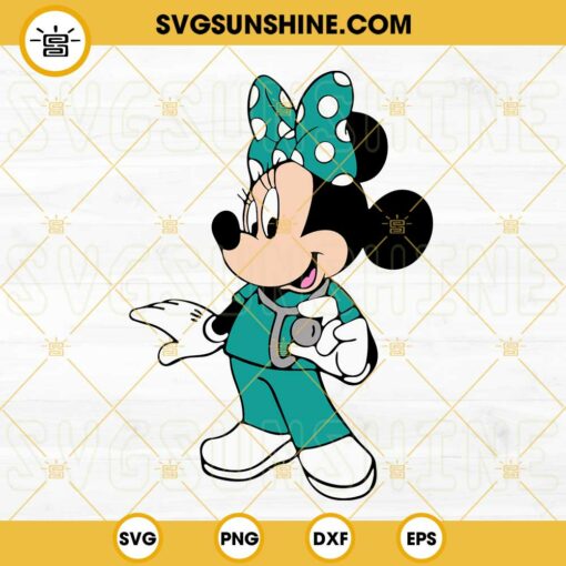 Minnie Mouse Teal Nurse SVG, Stethoscope SVG, Medical Disney SVG PNG DXF EPS