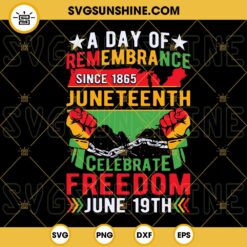 A Day Of Remembrance Since 1865 Juneteenth SVG, Celebrate Freedom June 19th SVG, Black History SVG PNG DXF EPS