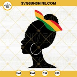Afro Woman With Band SVG, African American Girl SVG, Juneteenth SVG PNG DXF EPS Cut Files
