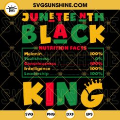 Juneteenth Black King Nutritional Facts SVG, African American SVG, Freeish SVG, Black History SVG PNG DXF EPS