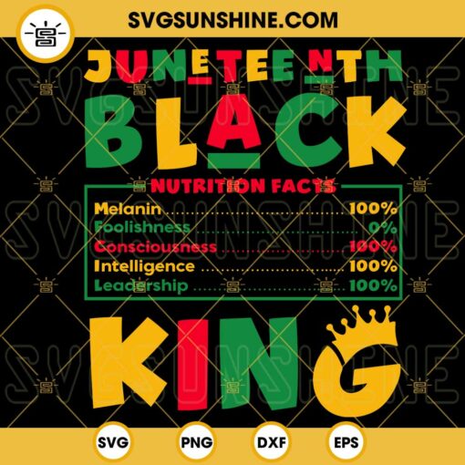 Juneteenth Black King Nutritional Facts SVG, African American SVG, Freeish SVG, Black History SVG PNG DXF EPS