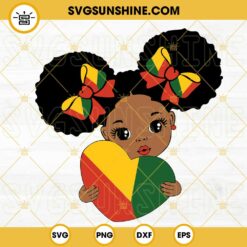 Afro Girl With Heart SVG, Black Girl SVG, African American SVG, Juneteenth Girl SVG PNG DXF EPS Cut Files