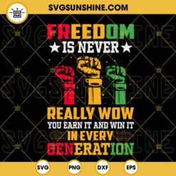 Freedom Is Never Really Wow SVG, You Earn It And Win It In Every Generation SVG, Juneteenth SVG