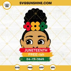Juneteenth Free Ish 06 19 1865 SVG, African American Woman SVG, Black Independence Day SVG, Freedom Day SVG PNG DXF EPS