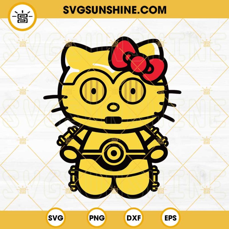 Hello Kitty C3PO SVG, Cute Cat Protocol Droid SVG, Hello Kitty Star