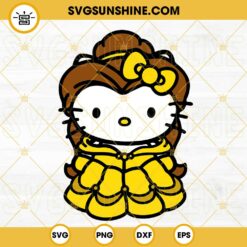 Hello Kitty Princess Belle SVG, Cute Belle Princess SVG, Hello Kitty Beauty And The Beast SVG PNG DXF EPS