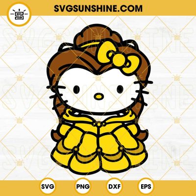 Hello Kitty Princess Belle SVG, Cute Belle Princess SVG, Hello Kitty